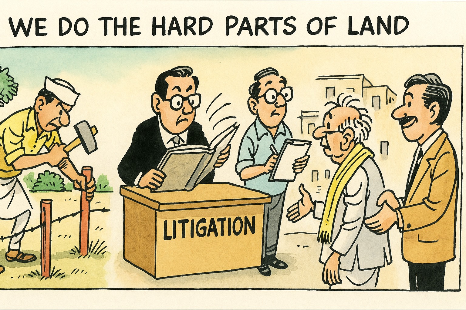 Professional team working on land verification and legal documentation